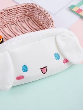 Sanrio cinnamon roll Plush Pencil Case with Blue Eyes and Pink Cheeks